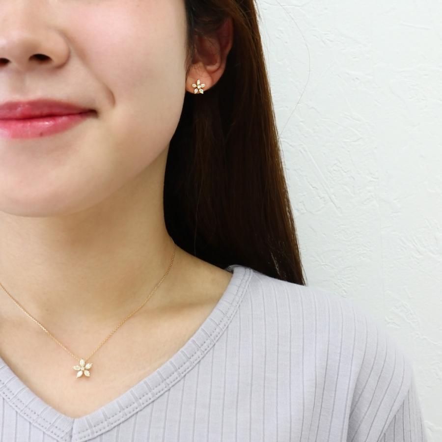 フラワー ネックレス ダイヤモンド レディース ペンダント k18 18金  