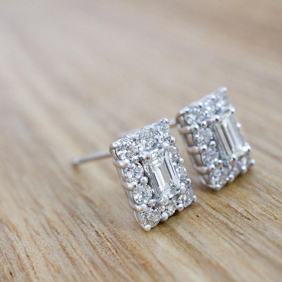 ピアス レディース プラチナ ダイヤモンド 0.48ct バゲット