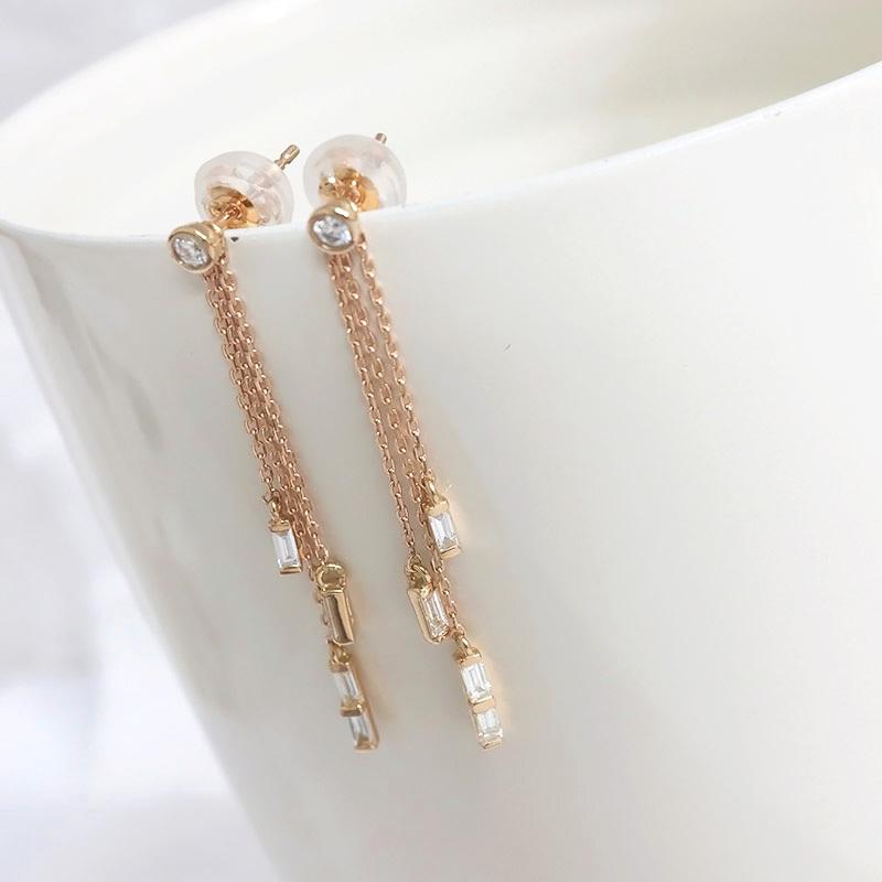 0.28カラット ダイヤ K18 YG ロング フック ピアス 0.28カラット ダイヤ K18 YG ロング フック ピアス