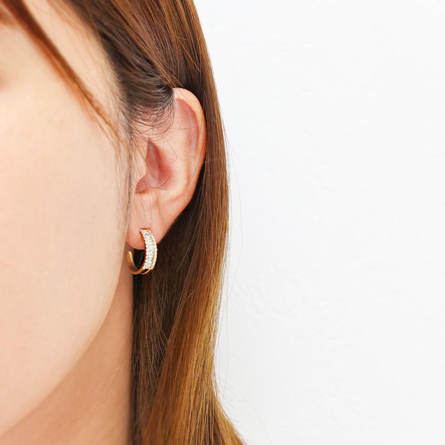 10k YG バゲットカット ダイヤモンド ピアス イエローゴールド 0.6ct 10k YG バゲットカット ダイヤモンド ピアス イエローゴールド 0.6ct