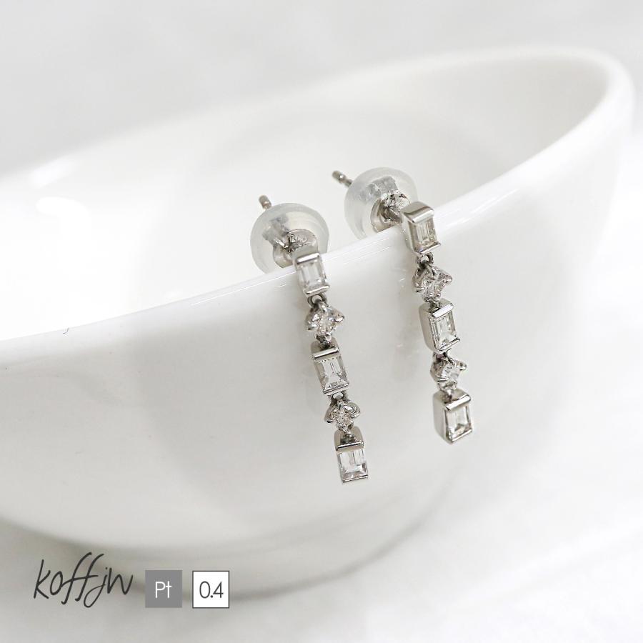 ダイヤモンド ピアス pt900 レディース 0.4ct プラチナ バゲットカット 