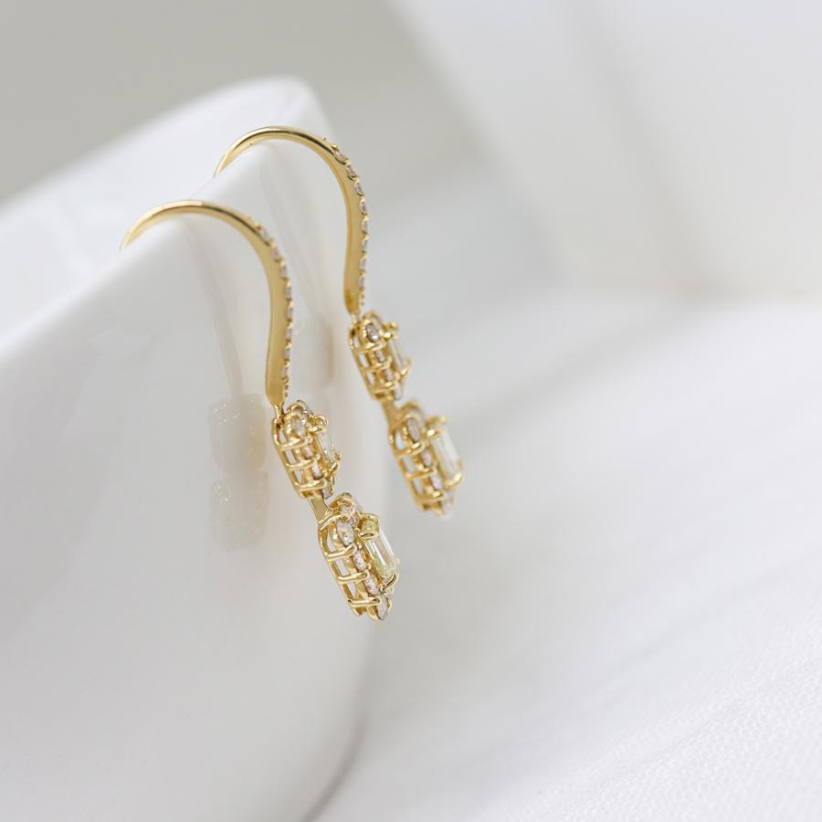ピアス 18金 レディース バゲットカット ダイヤモンド 1ct k18 18k 