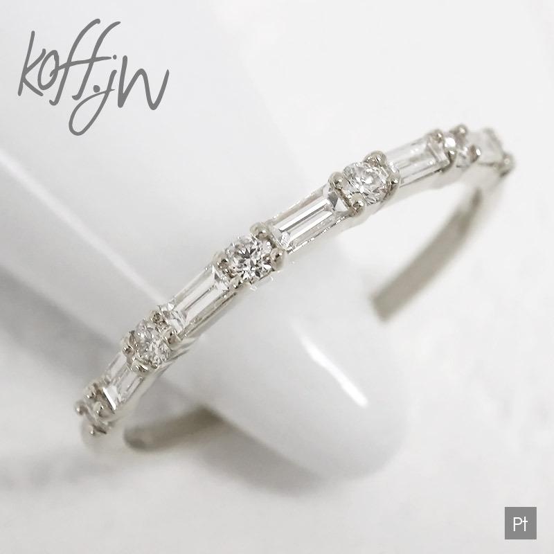 ミル打ち バゲットカット＆プリンセスカット デザインリング プラチナ ミル打ち バゲットカット＆プリンセスカット デザインリング