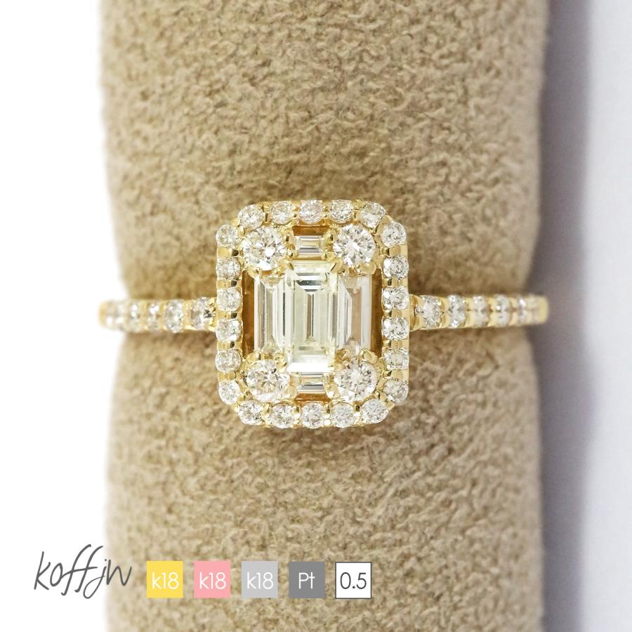 ダイヤモンド リング 指輪 レディース 0.5ct k18 18金 18k イエロー 