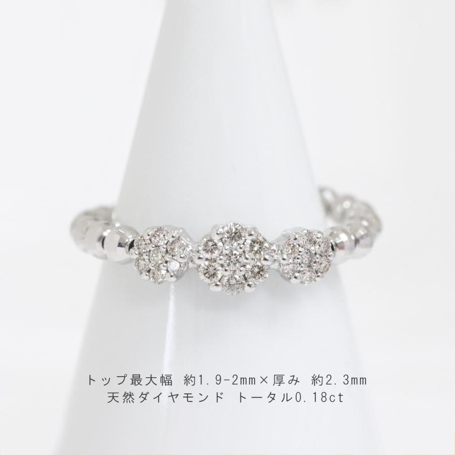 K18YG フラワー ダイヤモンド リング 0.18CT 