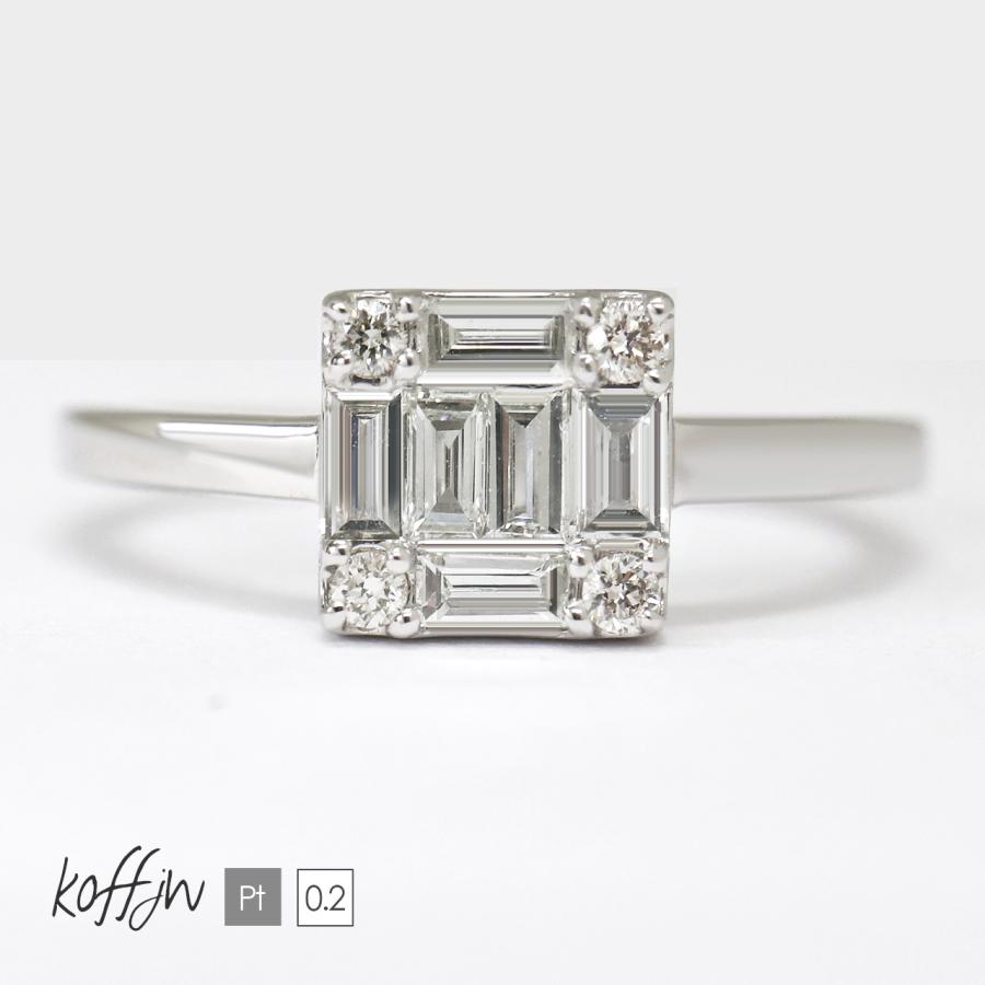 指輪 リング レディース ダイヤモンド pt900 プラチナ 0.2ct バゲット