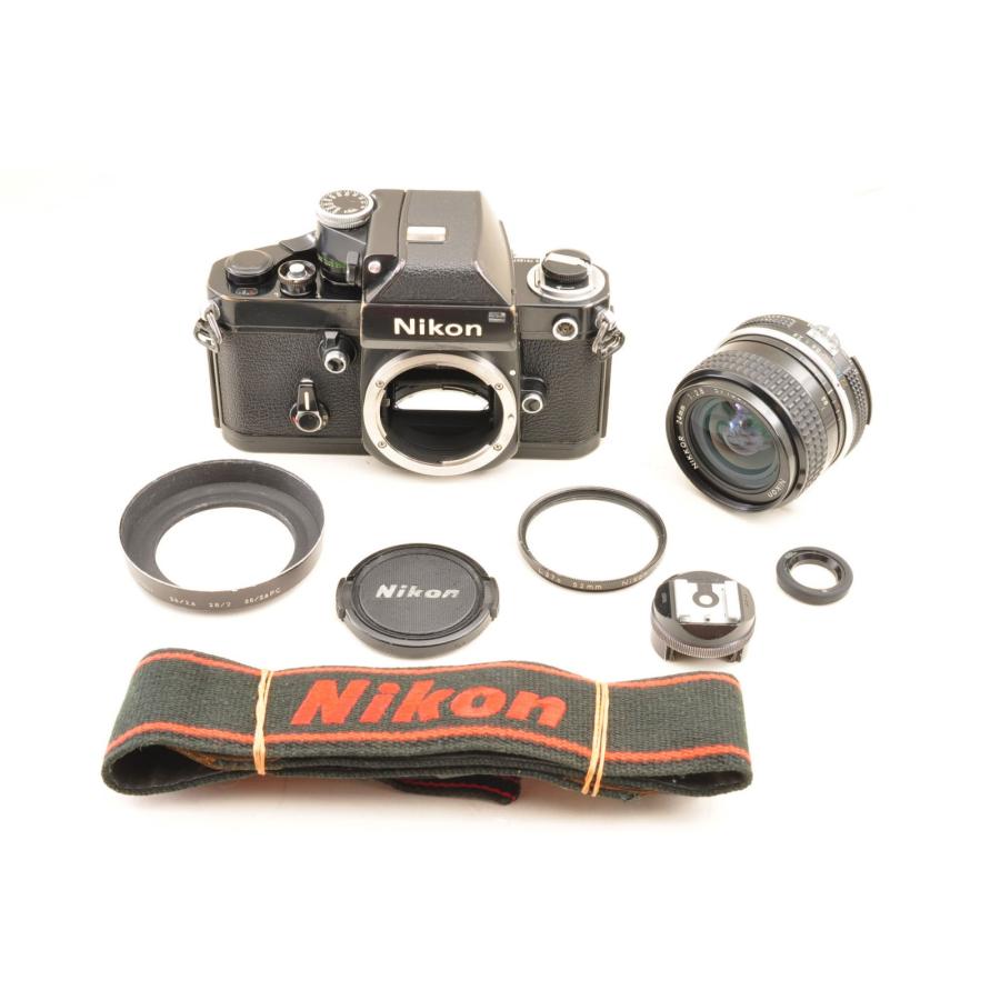Nikon F2 Photomic DP-1 ブラック 35mm 一眼レフ フィルムカメラ+Ai Nikkor 24mm f/2.8 MF 広角 単焦点 カメラレンズ 交換レンズ ニコンの画像
