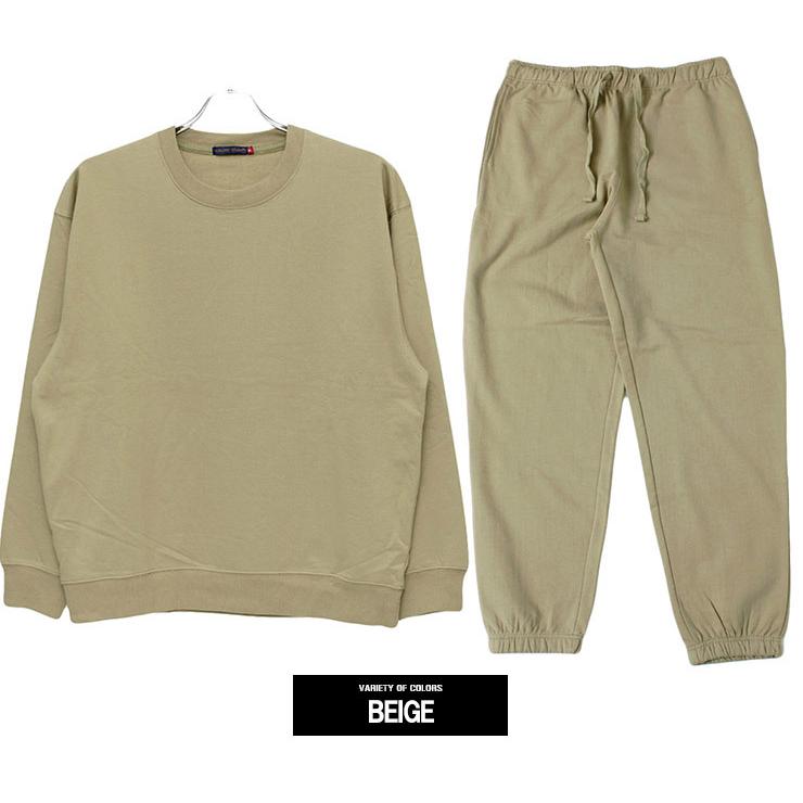 セットアップ メンズ 大きいサイズ 裏起毛 無地 クルーネック