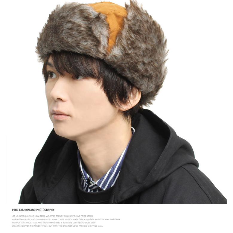 送料無料】フェイク スウェード パイロットキャップ メンズ ファー 耳