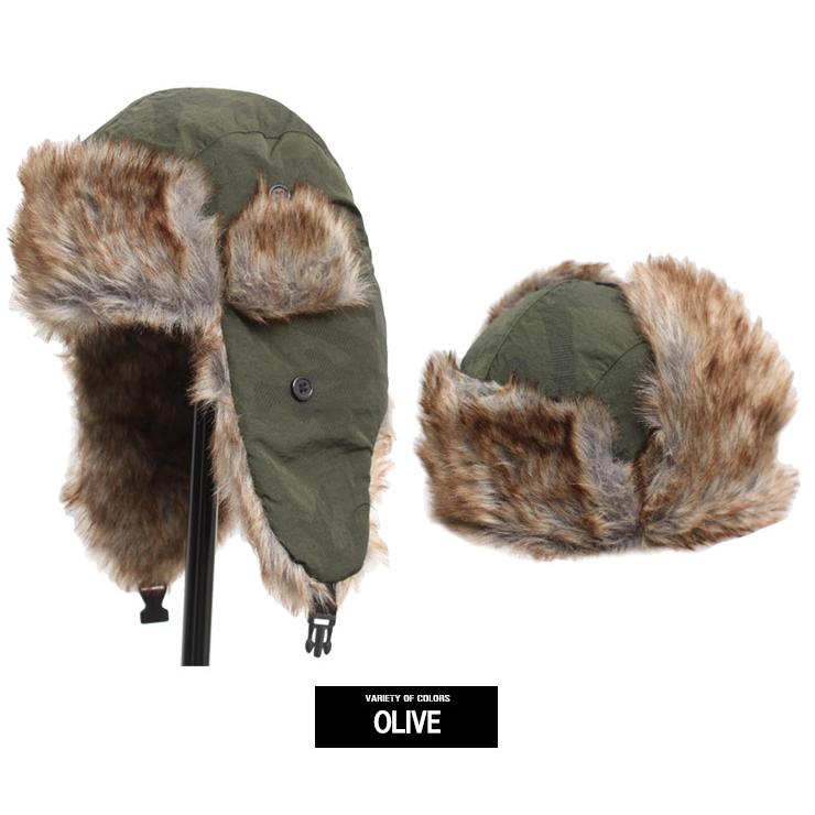 送料無料】 カモフラ柄 ナイロン パイロットキャップ メンズ ファー 耳