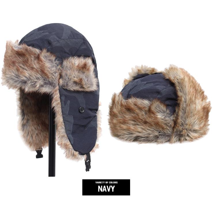 送料無料】 カモフラ柄 ナイロン パイロットキャップ メンズ ファー 耳