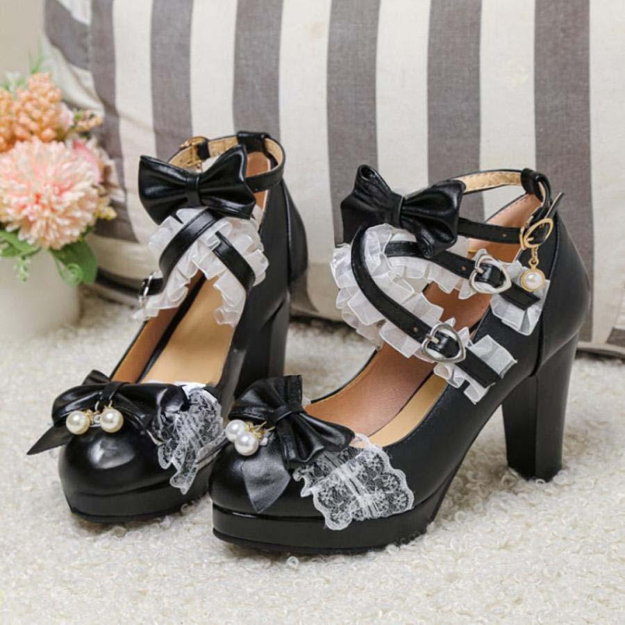 cnstone] ロリータ 靴 12.5cmヒール 厚底 パンプス ゴシック ゴスロリ