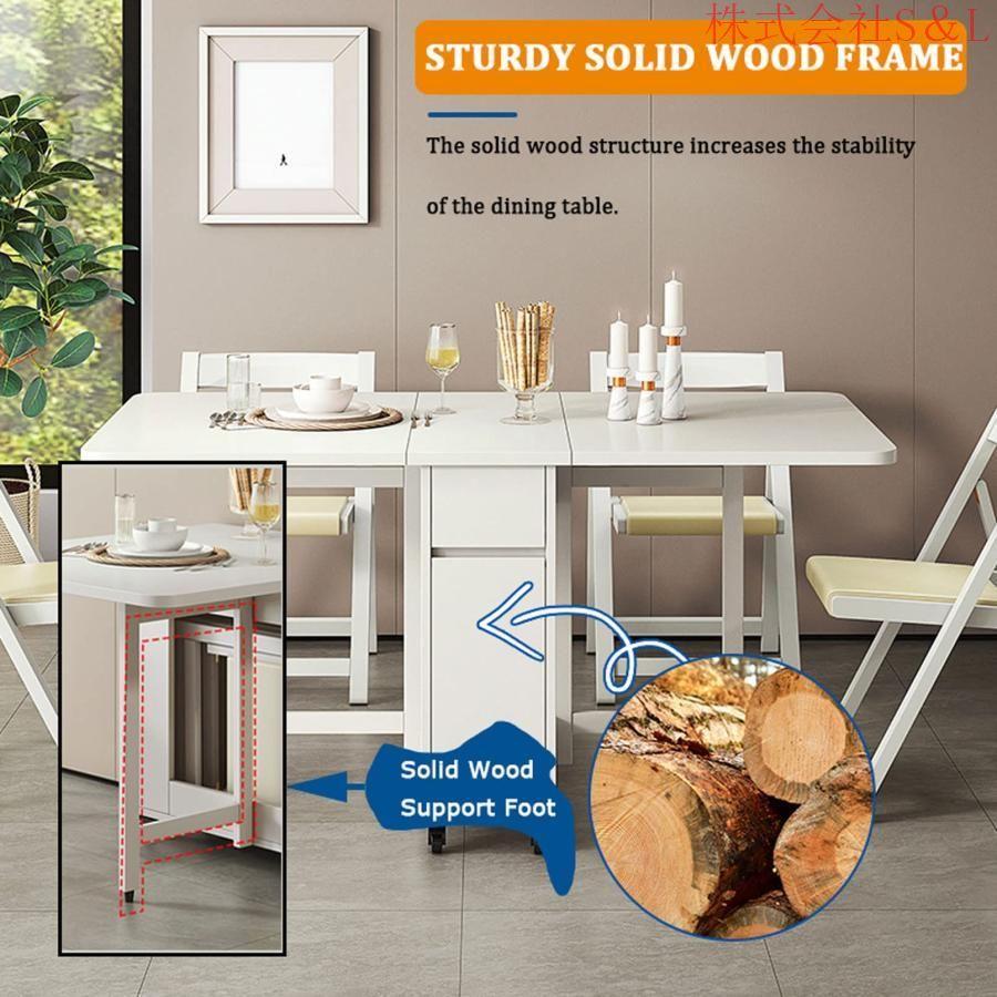 A 新品 折り畳み テーブル 4人 ナチュラル ダイニングセット 省スペース Amazon｜RASIK ダイニングテーブルセット 4人用 5点セット