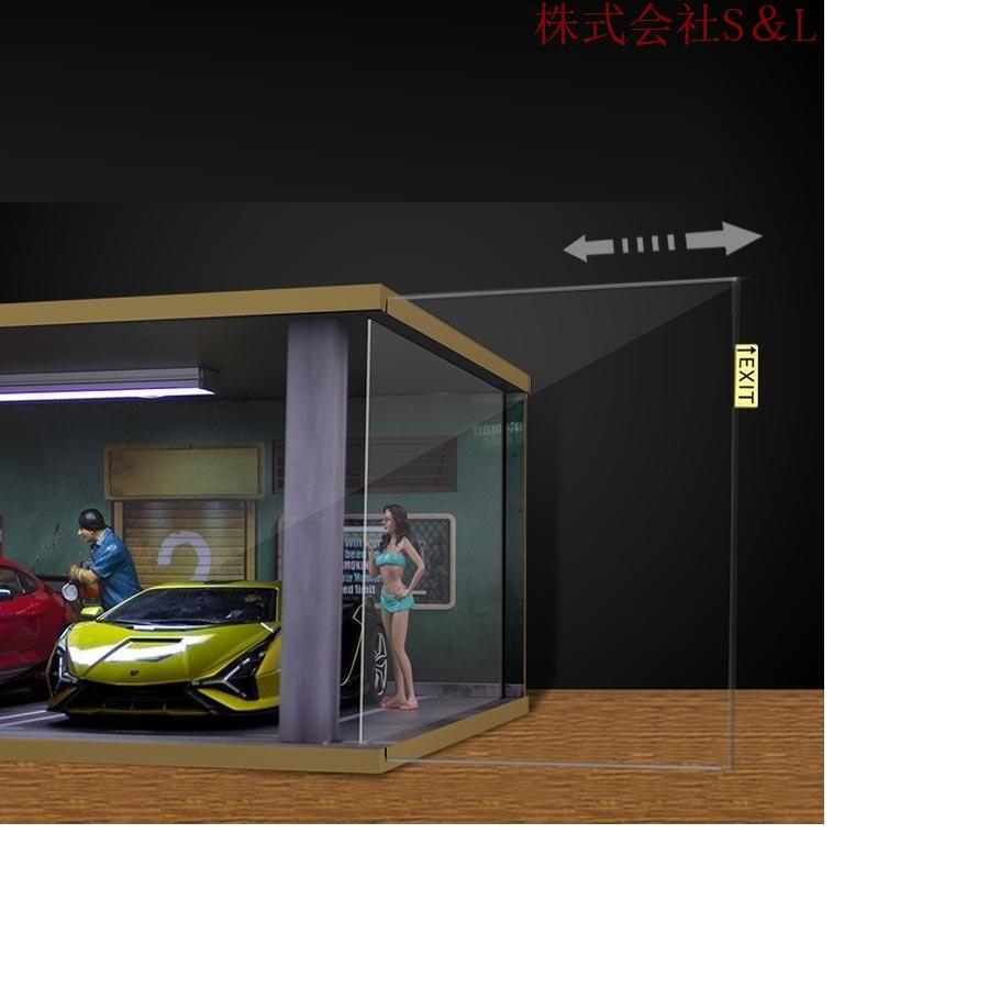 1/18展示2〜3台可・白黒大理石＆円状照明・ディスプレーBOX