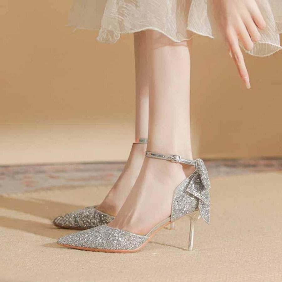 BBJ シルバー ハイヒール アンクルストラップ 23.5 ベストボディ