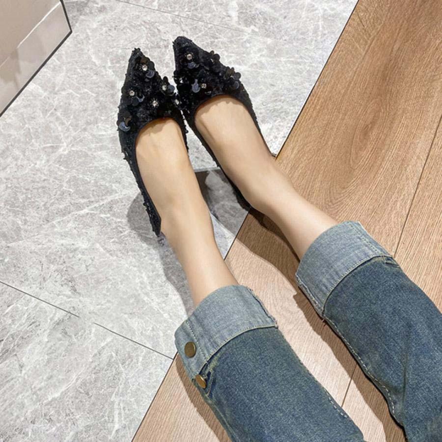 レディース パンプス ローヒール パール 安定感 女性 歩きやすい 軽量 おしゃれ チャンキーヒール フラット 走れる 痛くない 低反発 冠婚葬祭 オフィス 結婚式 | ブランド登録なし | 15