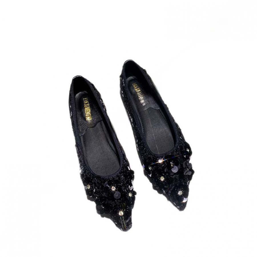 レディース パンプス ローヒール パール 安定感 女性 歩きやすい 軽量 おしゃれ チャンキーヒール フラット 走れる 痛くない 低反発 冠婚葬祭 オフィス 結婚式 | ブランド登録なし | 08