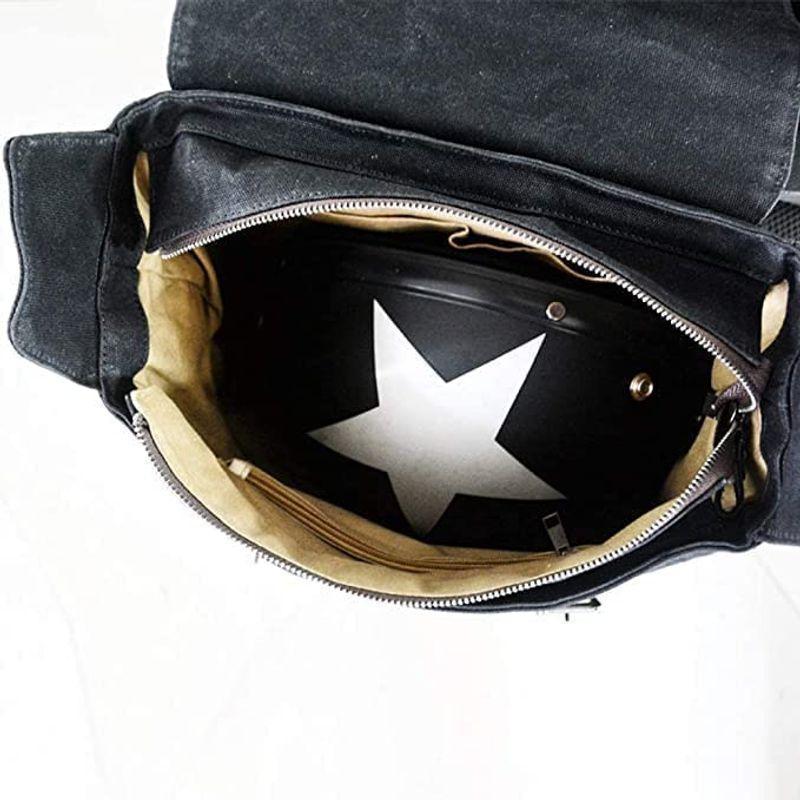 KKJJ バイク サイドバッグ 多機能帆布製 バイクバッグ レトロ