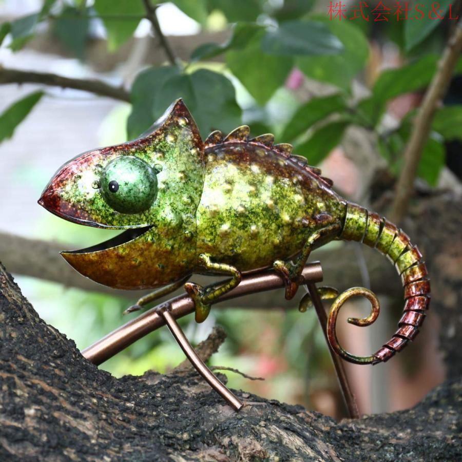 置物 カメレオンオブジェ 鉄 動物の装飾品 野生動物スタイル 置物 カメレオンオブジェ 鉄 動物の装飾品 野生動物スタイル