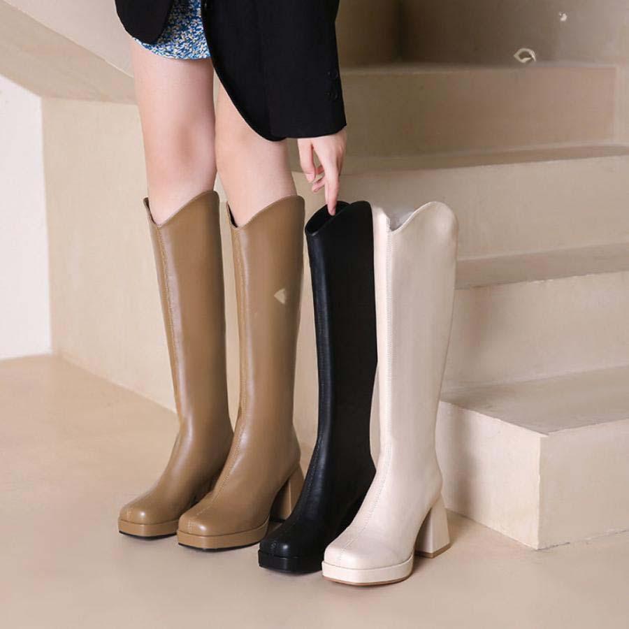 タイムセール シューズ専門店 快適な履き心地太ヒール ジョッキーブーツ 黒 袴ブーツ レディース ロングブーツ 革靴 スクエアトゥ ハイヒール ブーツ 大きいサイズ 秋ブーツ 冬ブーツ 防寒 8cmヒール高品質 新作登場 TikTok人気商品 送料無料 太ヒール ジョッキーブーツ 黒 袴ブーツ レディース ロングブーツ 革靴