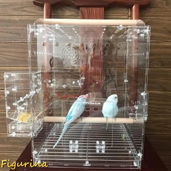 アクリル鳥かご家庭用観賞小型養殖かごプラスチック二層の はね