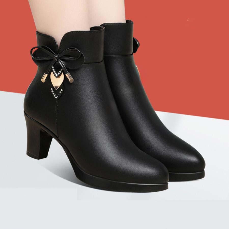 チャンキーヒール ショートブーツ 厚底 ブーティー レディース