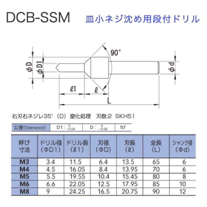 定形外可】 栄工舎 DCB-SSM M3 皿小ネジ沈め用段付ドリル ストレート 