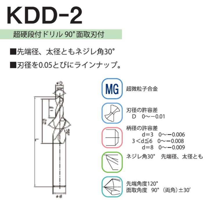 協和精工 KDD-2 3.55x10 超硬段付ドリル 90°面取刃付