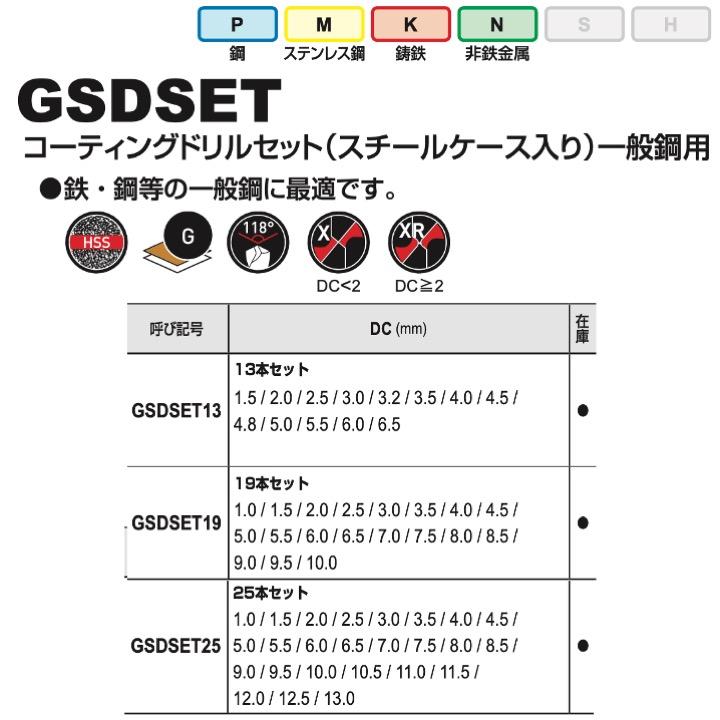 送料無料】三菱 GSDSET13 コーティングドリルセット（スチールケース