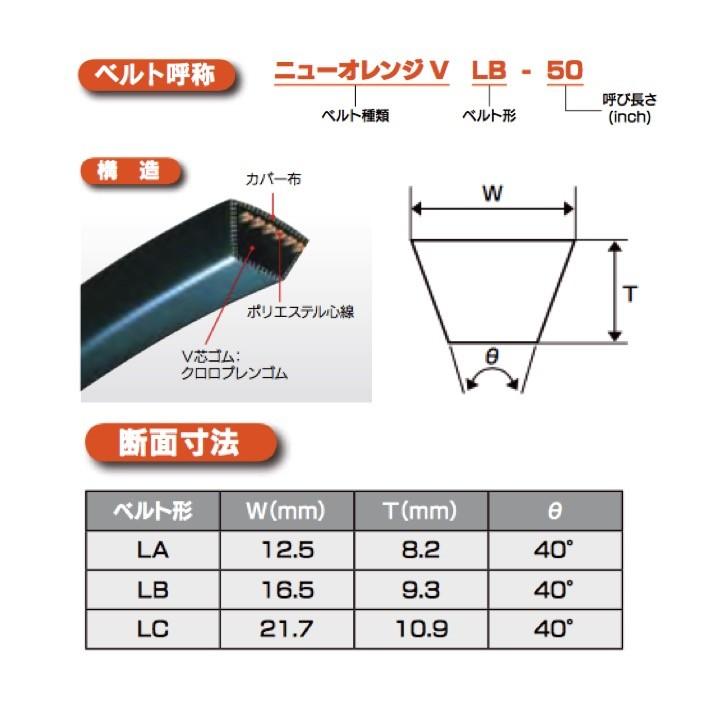 定形外可】 Vベルト LA34 三ツ星ベルト オレンジ 特A34 : 工具の