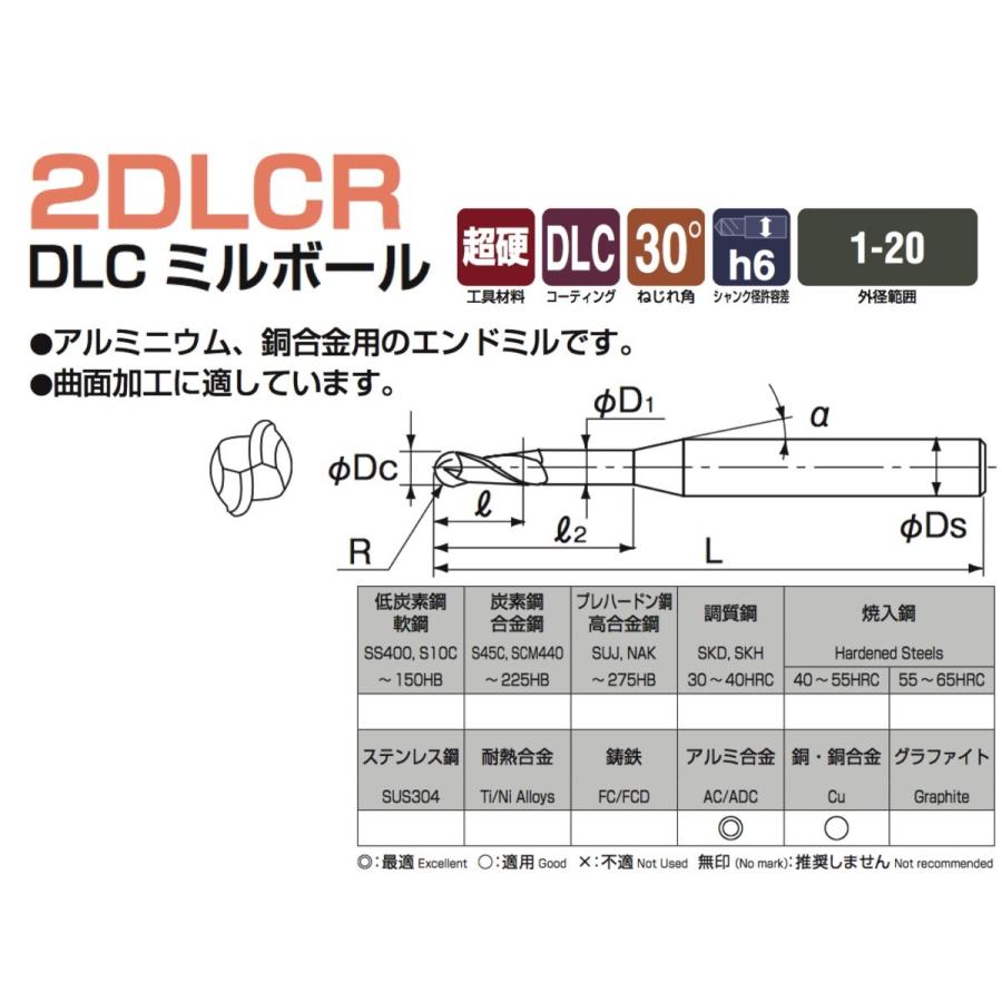 送料無料】NACHI 2DLCR R5 DLC ミル ボール 2DLCR5 5R φ10 : kh-nachi