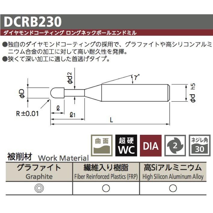 送料無料】 NS 日進工具 DCRB230-R1.5-20 ダイヤモンドコーティング 