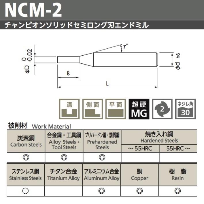 流行 NCM-2-1.4 日進工具 NS 【定形外可】 チャンピオンソリッドセミロング刃エンドミル 01-00232-00140 エンドミル