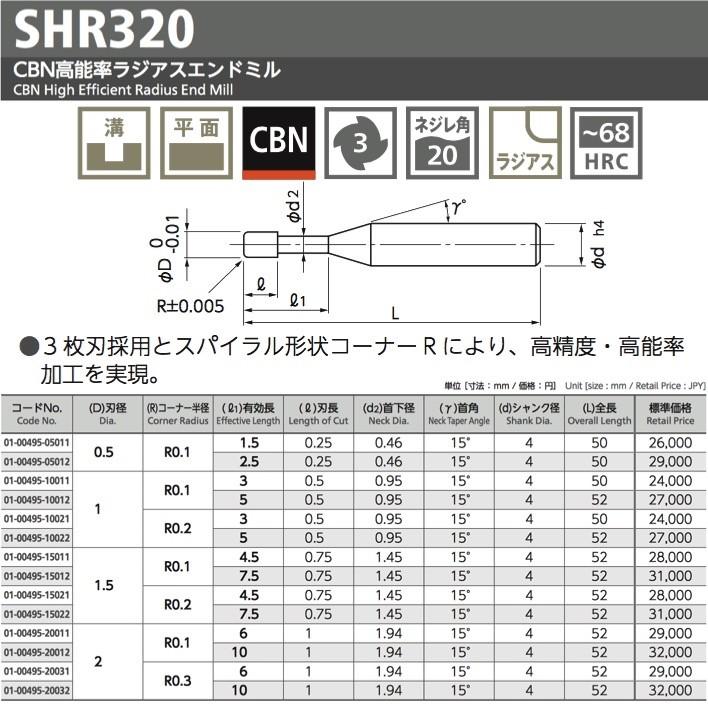送料無料】 NS 日進工具 SHR320-0.5-R0.1-2.5 CBN高能率ラジアス 