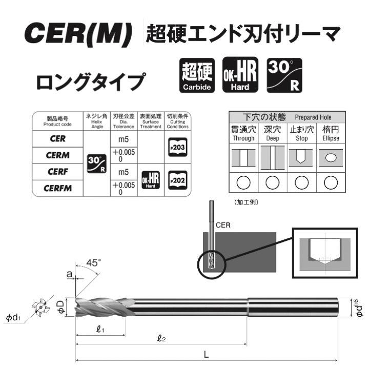 【送料無料】 岡崎精工 CERFM 12.01 超硬エンド刃付リーマ OK-HRコート CERFM1201｜kogunohyotan｜02