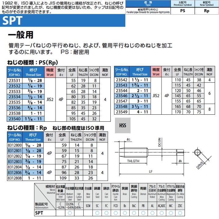 送料無料】OSG SPT 1 1/2-11 管用タップ PS(Rp)用 在庫区分D