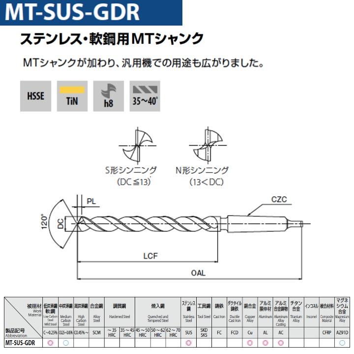 【送料無料】OSG MT-SUS-GDR 37 ステンレス・軟鋼用MTシャンク 在庫区分D