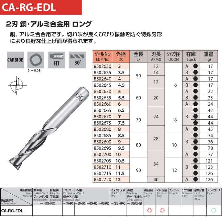 送料無料】OSG CA-RG-EDL 11 超硬エンドミル 2刃 銅・アルミ合金 送料無料】OSG CA-RG-EDL 11 超硬エンドミル 2刃 銅・アルミ合金
