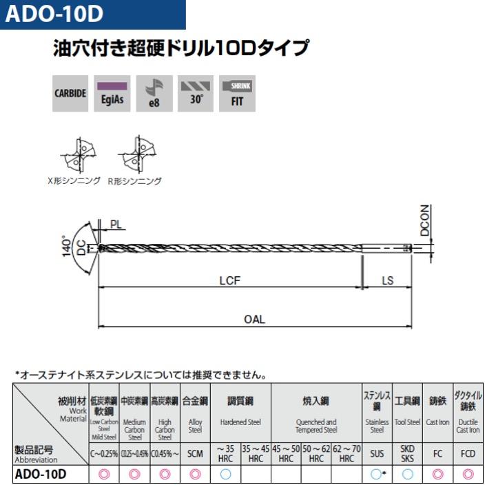 送料無料】OSG ADO-10D 2.3x3 油穴付き超硬ドリル10Dタイプ 在庫 送料無料】OSG ADO-10D 2.3x3 油穴付き超硬ドリル10Dタイプ 在庫