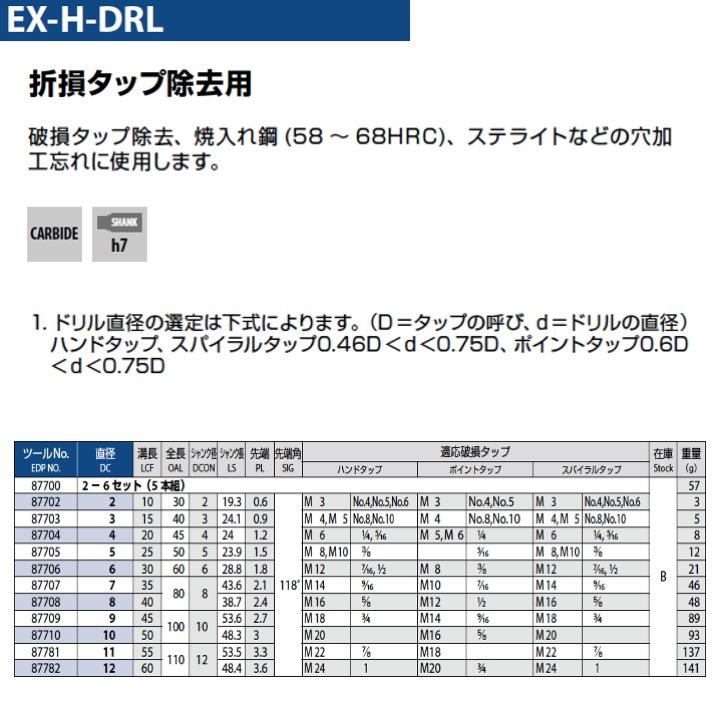 定形外可】OSG EX-H-DRL 3 折損タップ除去用ドリル : kh-osg-87703