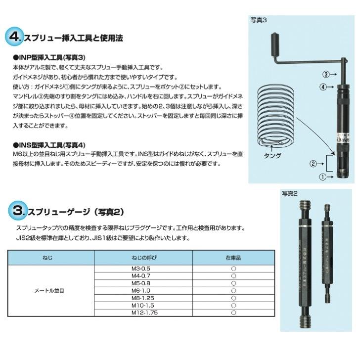 M2.5x0.45 1.5D スプリュー 並目ねじ用 【キット】 1000個入り M2.5-0.45X1.5DNS