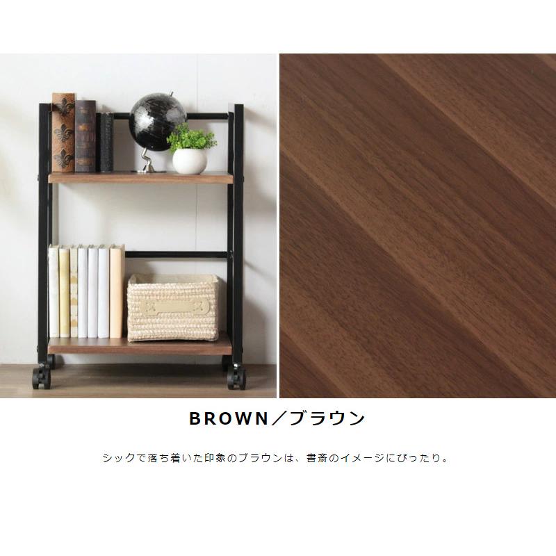 【超美品】キッチンワゴン　キャスター付きサイドテーブル　ラック　ブラウン×ブラック　 デスクワゴン キッチンラック キャスター付き デスク下ワゴン サイド