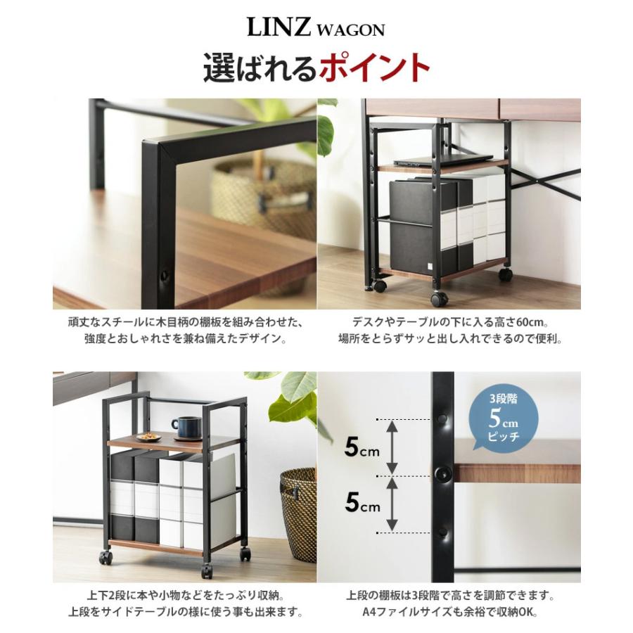 デスクワゴン キッチンラック キャスター付き デスク下ワゴン サイド