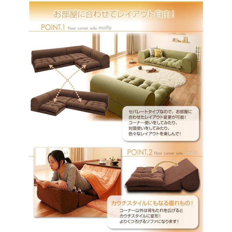 フロアソファ フロアコーナーソファ ソファ3点セット 1P+2P+コーナー