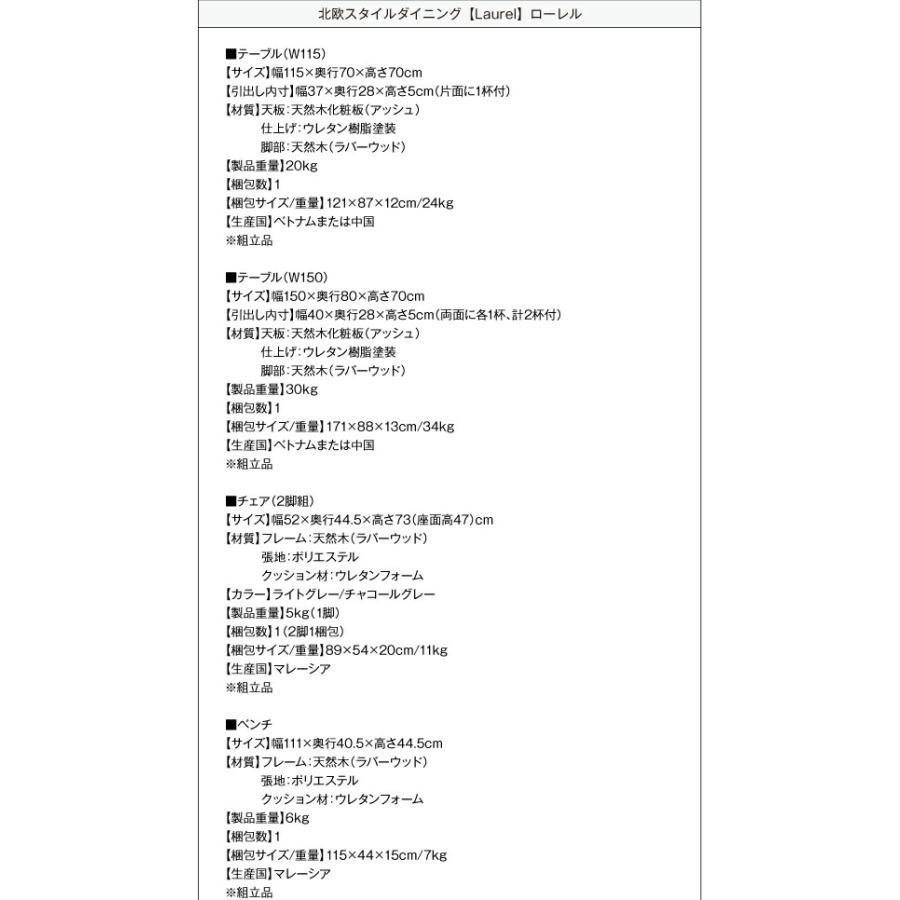 ダイニングテーブル ダイニング 北欧スタイルダイニングシリーズ ダイニングテーブル単品 W115 組立設置付_13