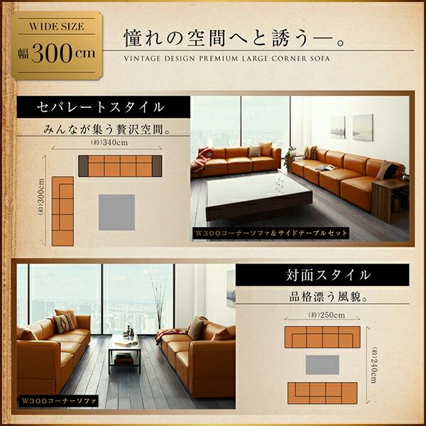 コーナーソファ レイアウト自由自在大型L字ヴィンテージデザイン