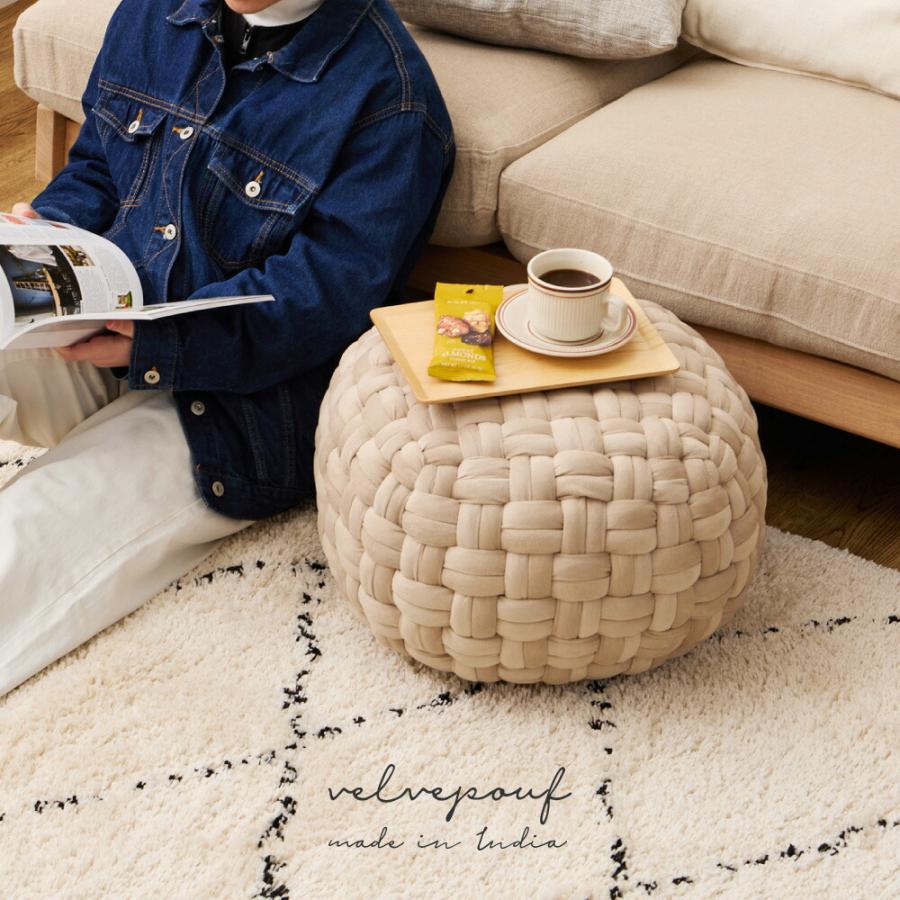 クッション スツール ベルベット 約40cm Mサイズ オットマン 丸