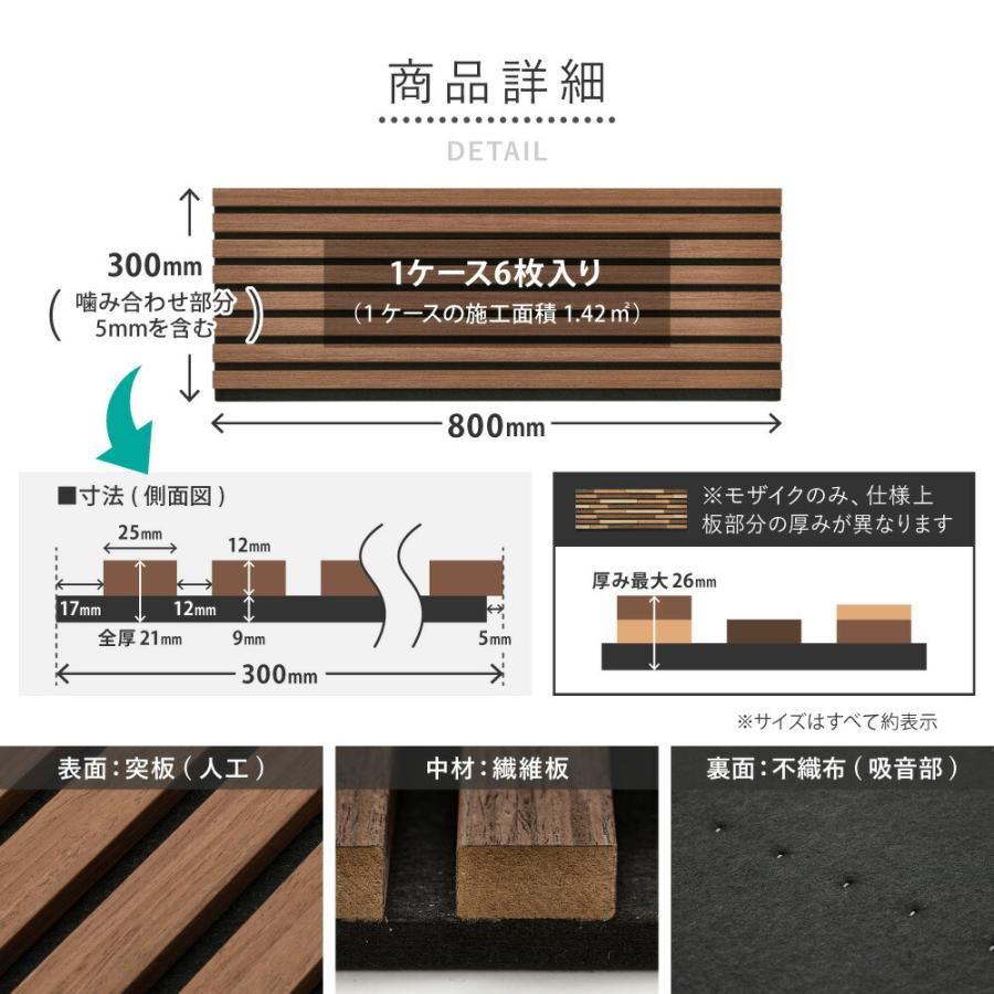 6枚セット】 吸音パネル約80×30cm 壁パネル ウォールパネル ウッド