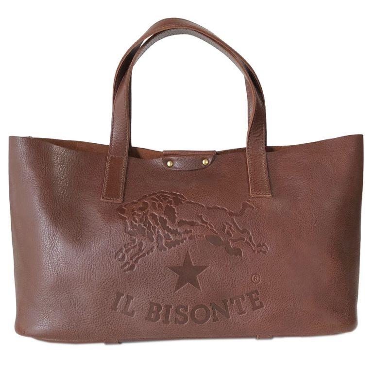 【極美品】イルビゾンテ トートバッグ ロゴ型押し デカロゴ 本革 レザー IL BISONTE イルビゾンテ A4可 デカロゴ レザートートバッグ 黒