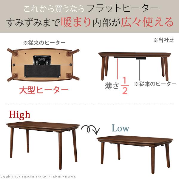 送料無料 こたつ テーブル 長方形 ソファで使えるフラットヒーター